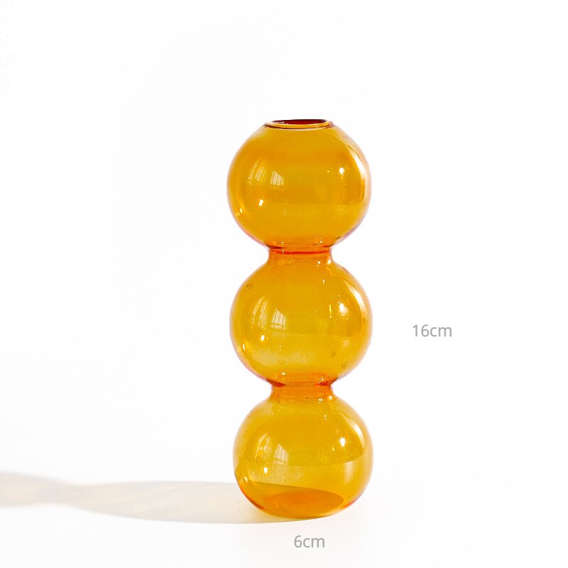 Vase à bulles en verre coloré , Arrangement de fleurs, ornements de Table hydroponique, décoration de maison: Short Orange