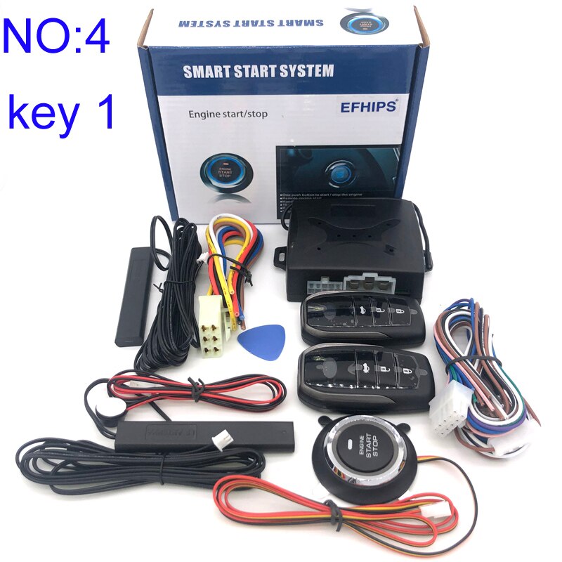 Universal auto start stop keyless entry system engine start alarm system push one-button start system remote car accessories: NO.4 key1