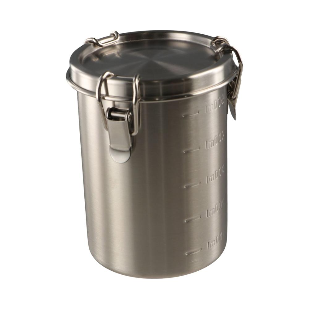 520/1000/1600/2500 ml Edelstahl-Lagertank mit Skala, auslaufsichere Lebensmittelaufbewahrungsbehälter, luftdicht versiegelt