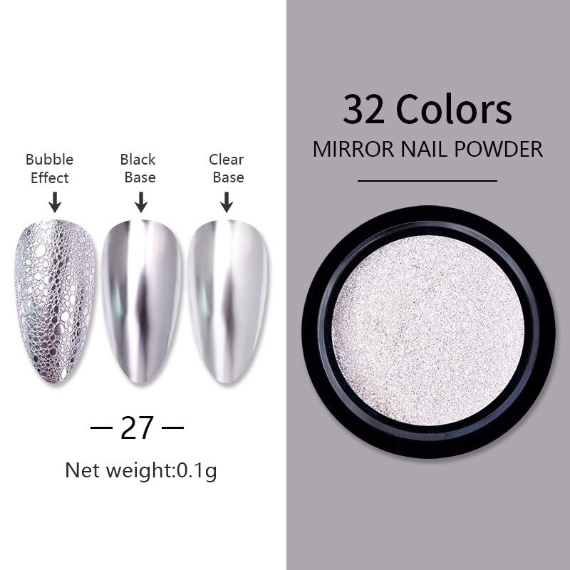 BORN PRETTY Mirror Nail Glitter Powder Metal Shining Gold Sliver Nail Pigment Dust PowerChrome For Gel Polish Nail Decoration: 27