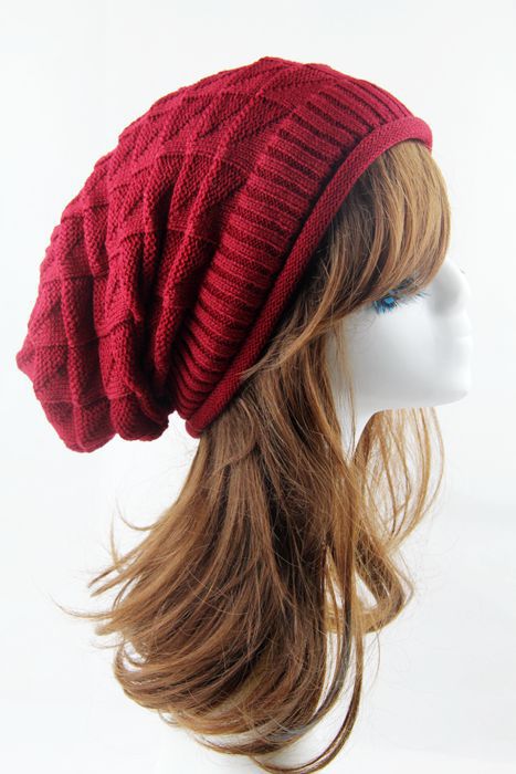 Chapeau Triangle en laine pour fille, en treillis de diamant, Style coréen, automne et hiver: Purplish red