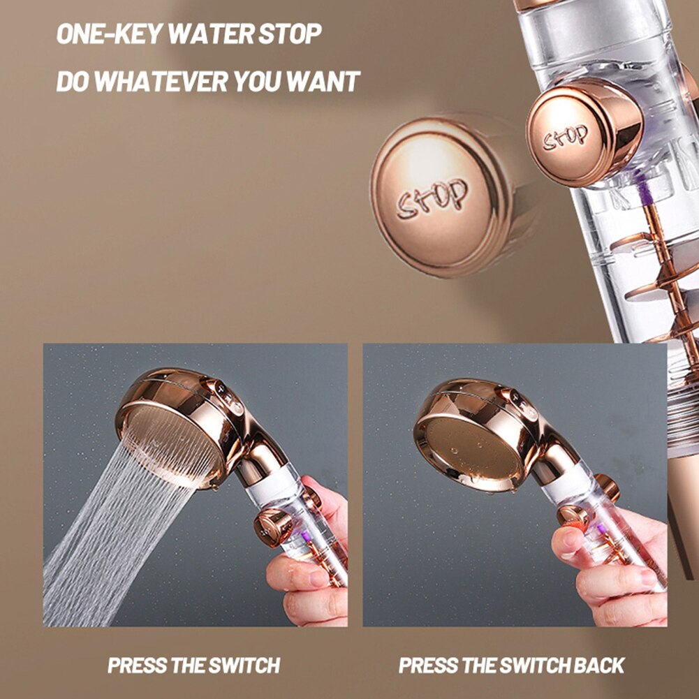 High Pressure Handheld Shower Head 3-Speed Turbo Shower Pressurized Large Water Powerful Shower Spray Filter And Pause Button