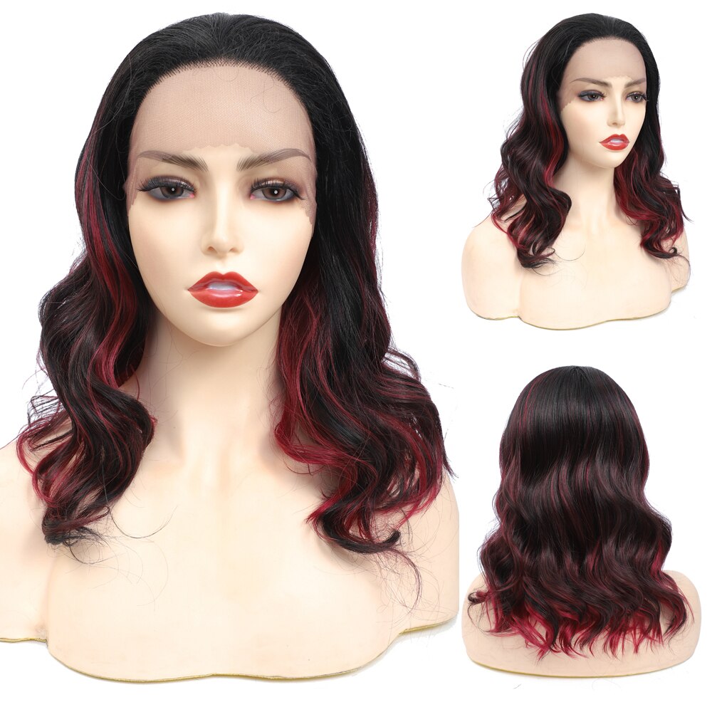 X-TRESS Dark Brown Lace Front Wig Medium Length Synthetic Wavy Wigs for Black Women Free Part Lace Wigs with Natural Hairline: ROSEE