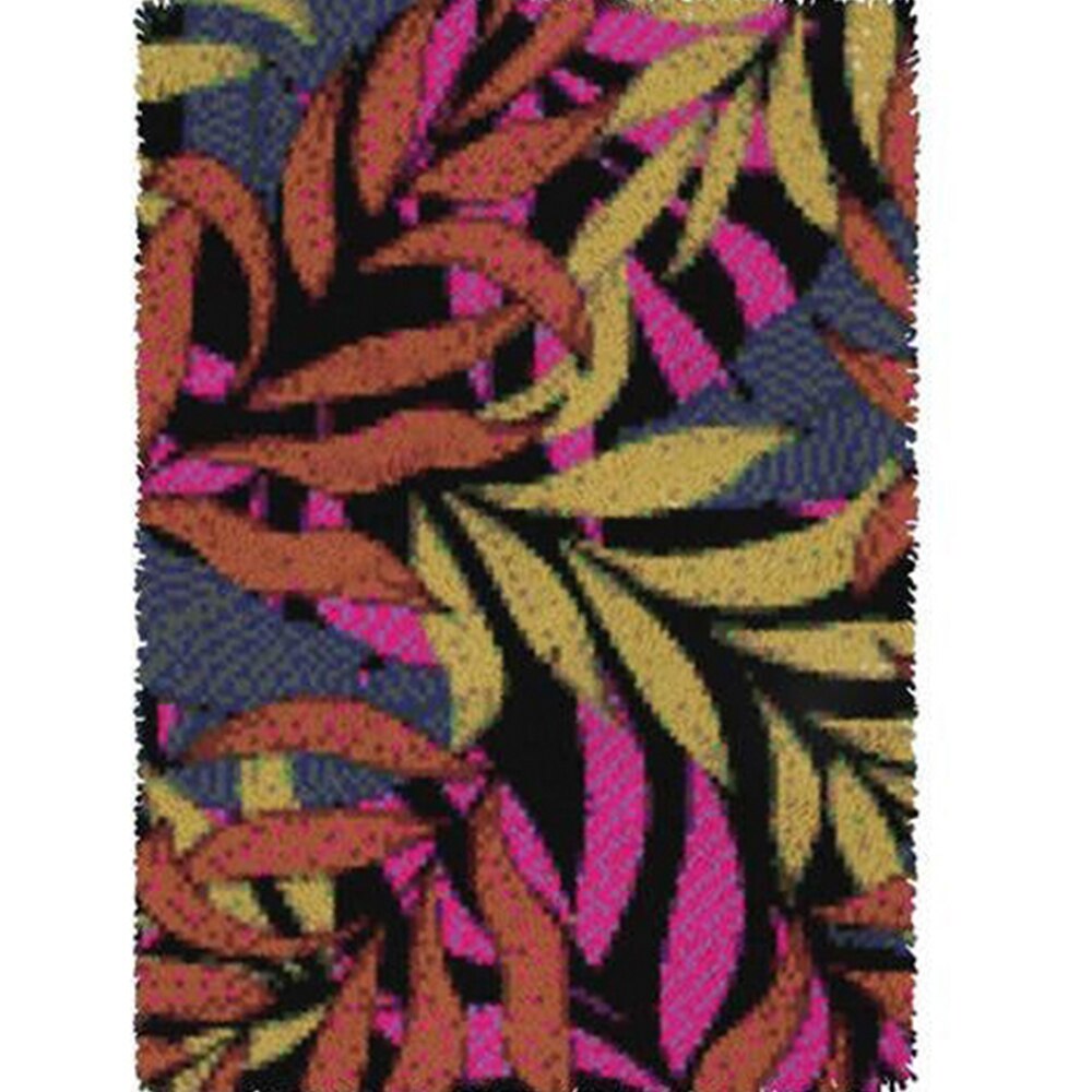 Latch hook rug kits for Adults Carpet embroidery Foamiran for needlework with Pre-Printed Pattern Leaf Tapestry DIY Rug