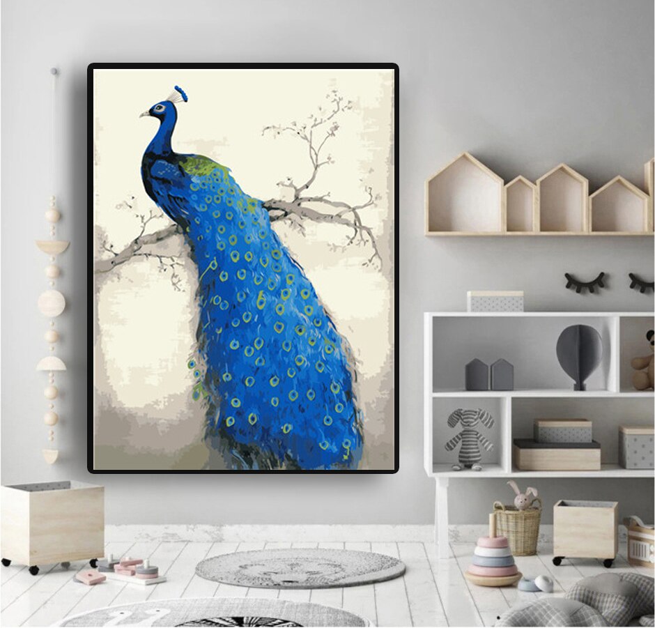 Home Decor peacock animal painting diy oil painting by numbers kit diy canvas painting unique for adults and children