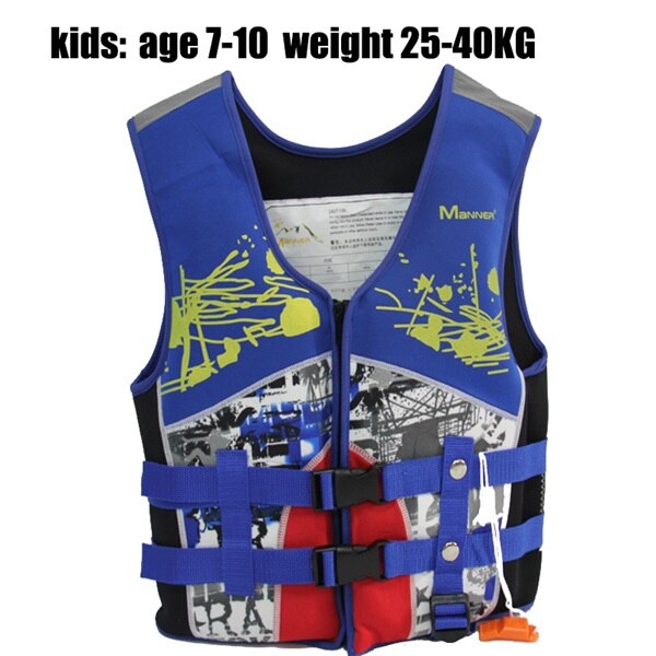 Chaqueta para niños salvavidas para natación, kayak, chalecos salvavidas chaquetas niño y niña equipo de seguridad deportiva de agua adulto: blue kids  L