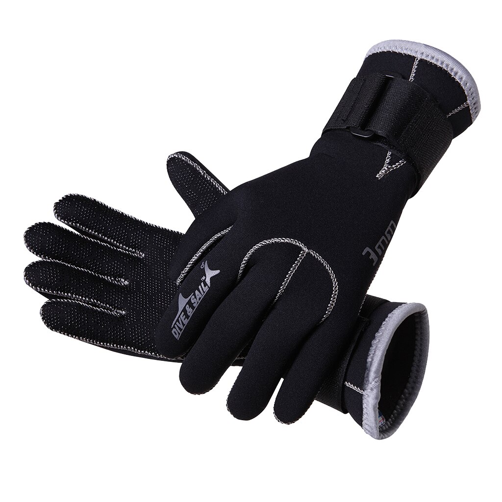 3mm Neoprene Diving Gloves Warm Scuba Diving Snorkeling Five Finger Gloves Waterproof Adjustable Boating Gloves for Water Sports