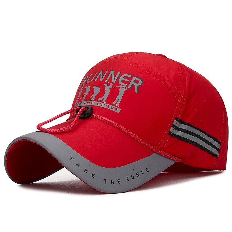 Baseball Cap Männer Frauen 100% Baumwolle Dicker Material Krempe Länger Keine reizung der Haut Plain Schwarz Sport Cool Einstellbar: Red-C02