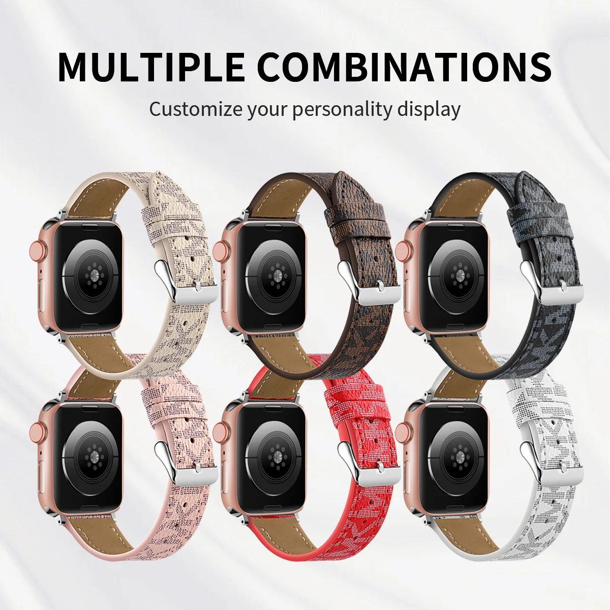 Luksusurremme kompatibel med apple watch band 38mm 40mm 41mm 42mm 44mm 45mm,  retro læderrem classic ban