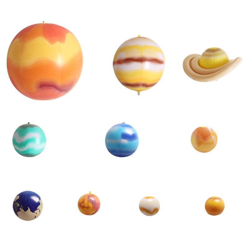 10 Pcs/Set Balloons Solar System Teaching Model Children Blow Up Inflatable Toy B36E