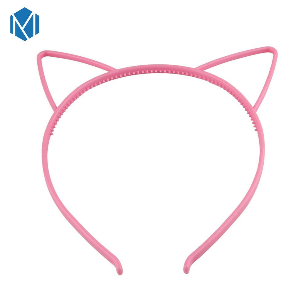 M mism 1 st tjejer katt öron pannband krondiadem prinsessa med plast djur hår band fjäril rosett tillbehör huvudbonad tjej