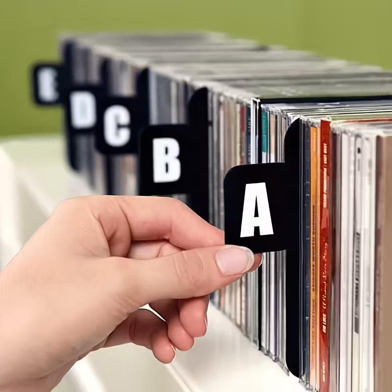 26pcs CD/DVD/Vinyl Record Organizer Dividers A-Z Alphabet File Storage Separator For Music Albums, Office, Home, Space-Saving
