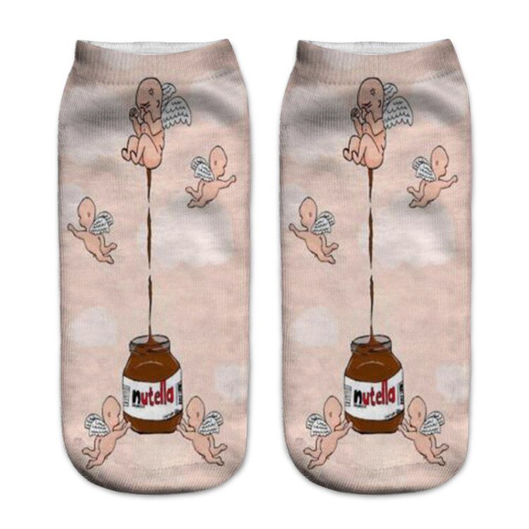 Nutella Pizza Buger Print Casual Stijl Print Type 3D Sokken Mannen Vrouwen Sokken Vrouwelijke Korte Sok: 11