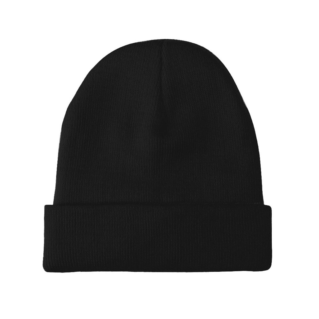 Autumn Winter Acrylic Cotton Hair Cap Skullies Hat Women Winter Warm Cable Crochet Knit Hat Beanie Cap Style Skull Trendy Cap: Black