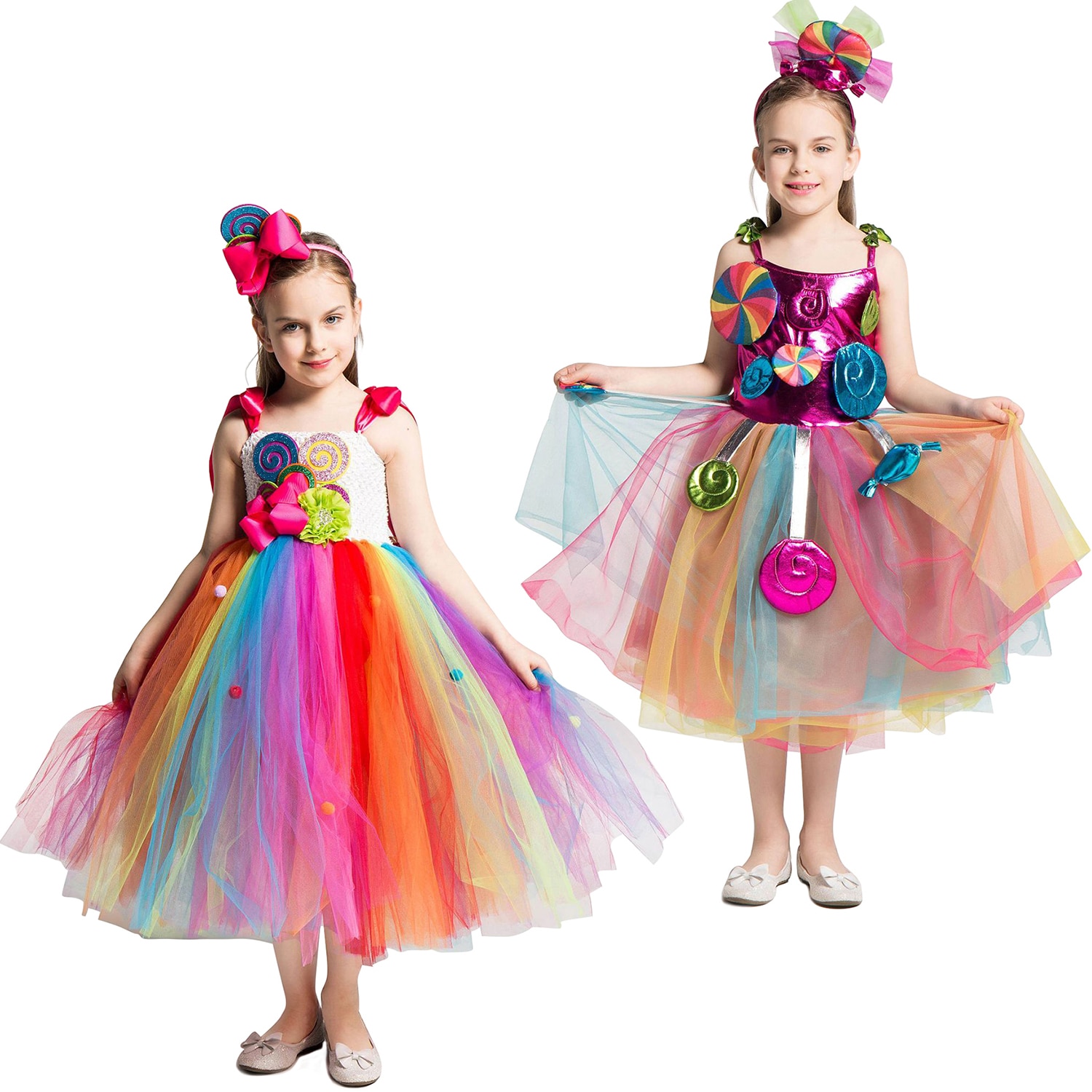 Meisjes Snoep Kleur Jurk Regenboog Lolly Vorm Modeling Leuke Kostuums Verjaardagscadeautjes Party Kinderen Kleding Zomer Jurken
