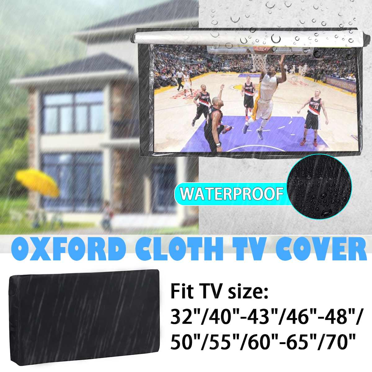 Udendørs vandtæt tv-dækning til 32 ''  to 70 '' tv støvtæt mikrofiberklud beskytter led-skærm vejrbestandigt universelt tv-dækning