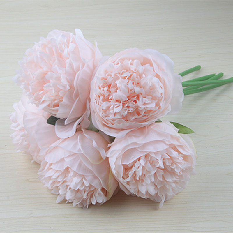 YO CHO Mode Bruid Hand Bloemen Mooie Pioen Bruidsboeketten Kunstmatige Rose Zijden Bloemen DIY Boeket Witte Pioen Rode Roos: light pink