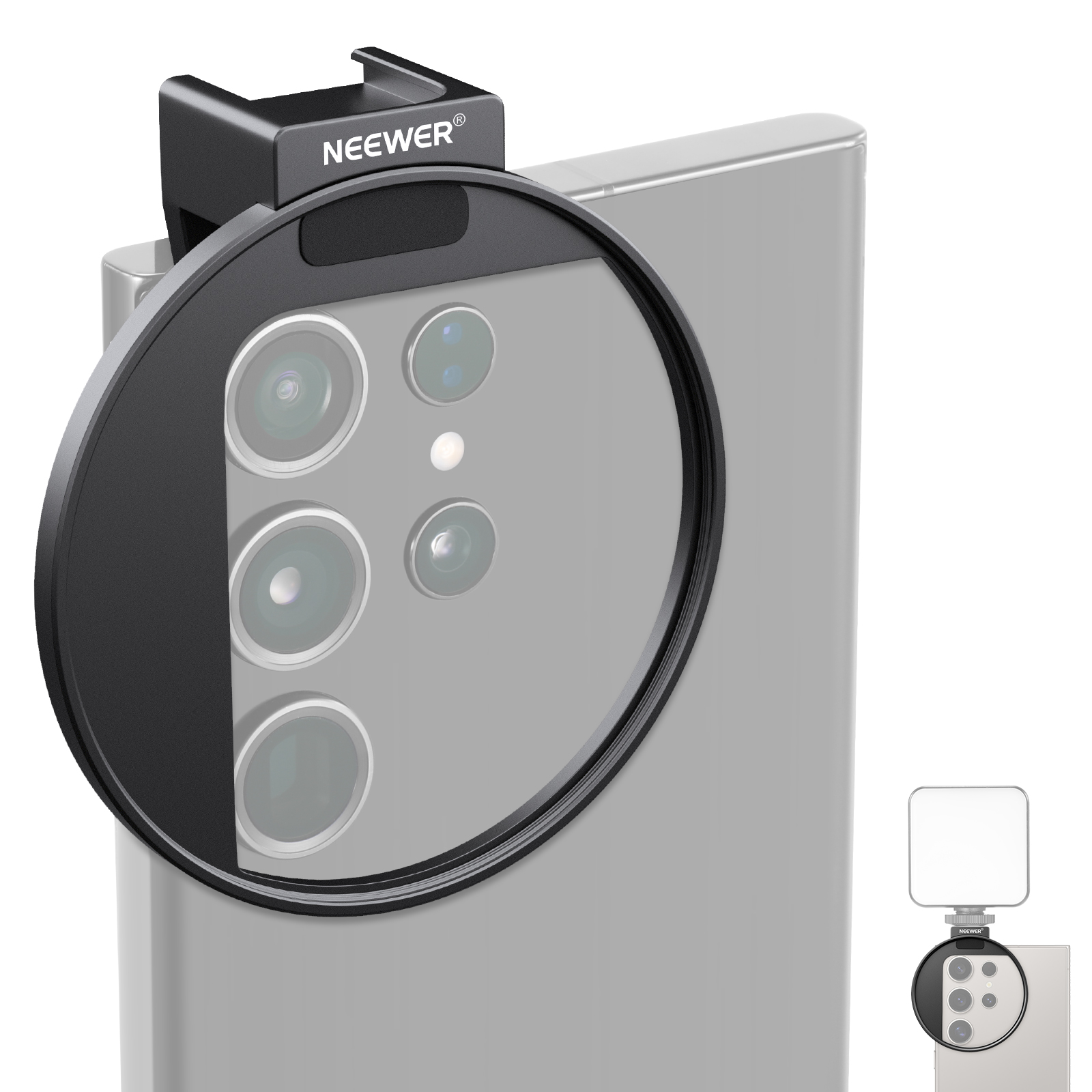 NEEWER 67mm support de filtre de téléphone pince de filtre d'objectif avec support de chaussure froide pour iPhone 15 Pro Max 15 Plus 14 13 Samsung Galaxy: Default Title