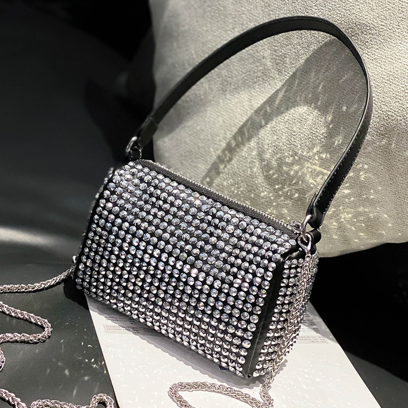 Mulheres diamantes bolsa strass bolsas de ombro senhoras bolsa bolsas crossbody sacos preto presente de aniversário