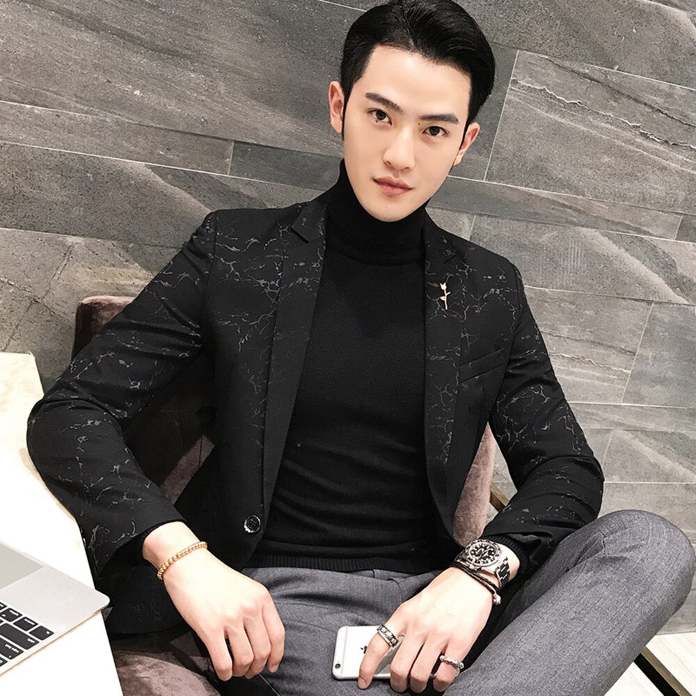 Slim bleiser masculino hiver décontracté costume à fleurs hommes fleur Blazer tenue de soirée Pantalon à la blaser masculino
