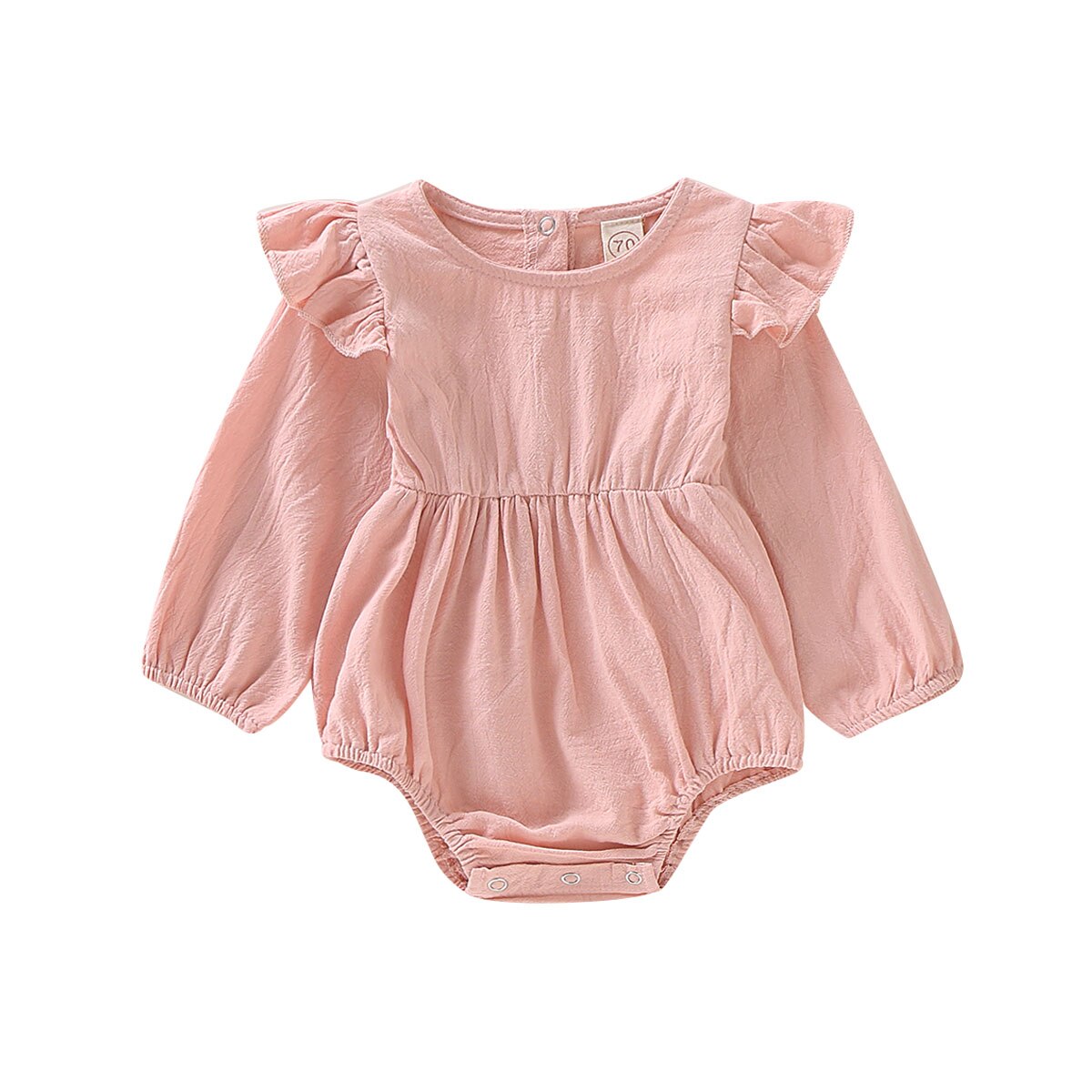 0-24M Baby Meisjes Lange Mouw Romper Meisje Katoen Bodysuit Baby Jumpsuit Kleding Todder Solid Lange Mouwen Outfits kids Rompertjes: Roze / 6m