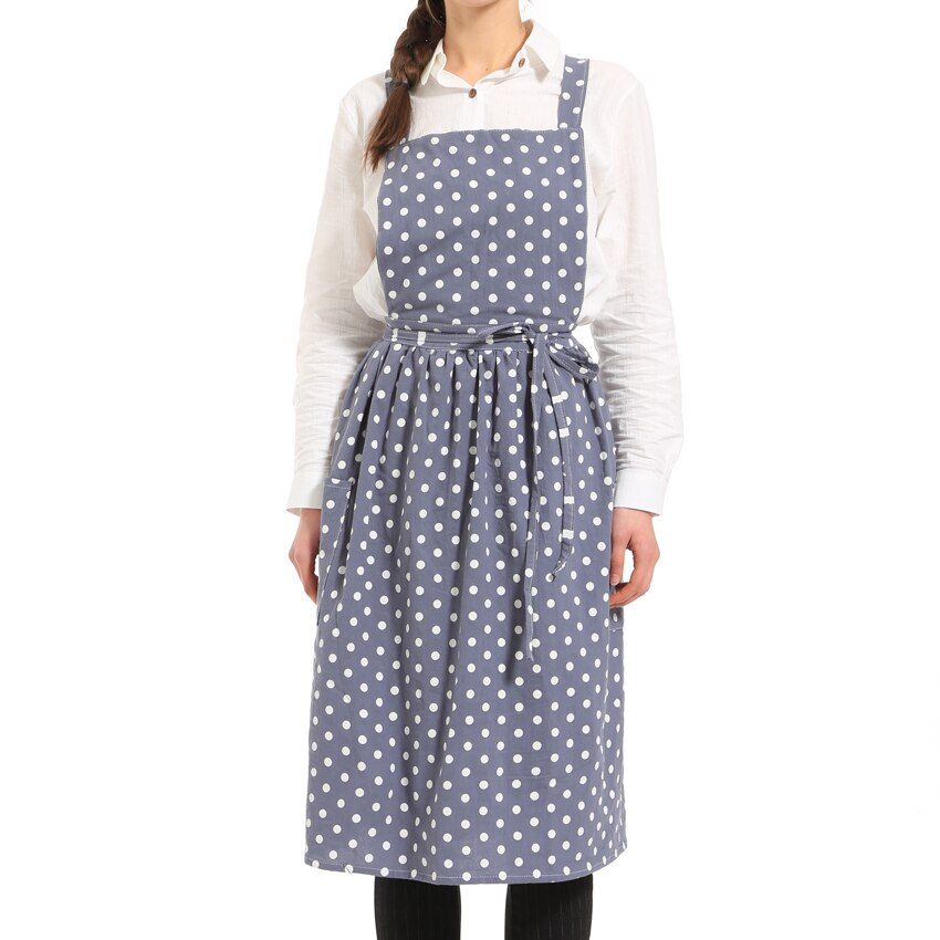Washed Cotton Linen Kitchen Apron For Cooking Baking Flower Shop Ruffles Work Clean Apron for Woman Uniform Lady Dress: 7