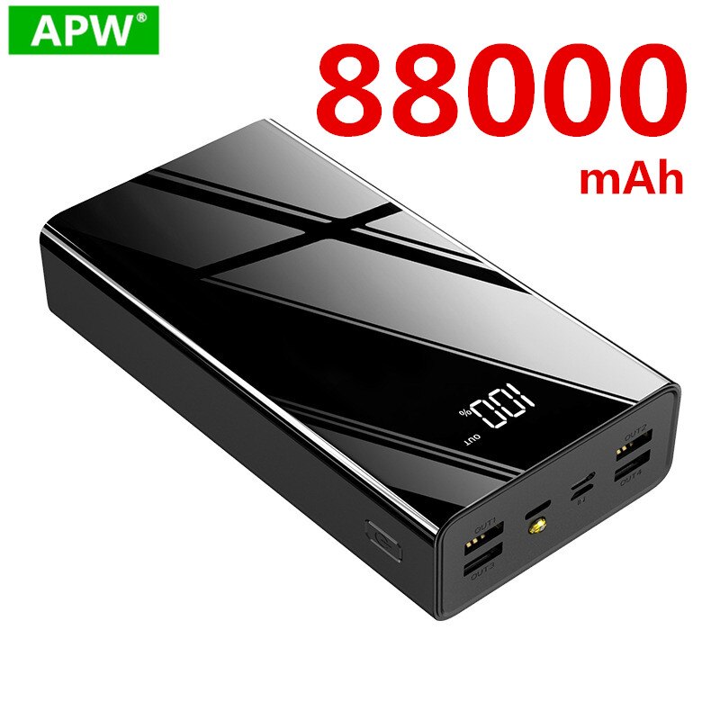 Power Bank 88000mAh Rollenmaschinenlinie Typc Micro USB QC Schnelle Aufladen Power Led-anzeige Tragbare Externe Batterie Ladegerät Für telefon tablet