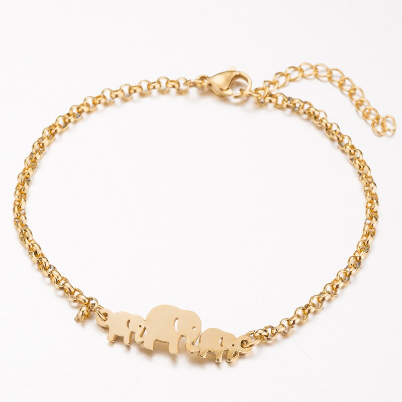 Pulseira animal para mulher de aço inoxidável por atacado pulseira ajustável simples elefante pulseiras presentes para acessórios femininos