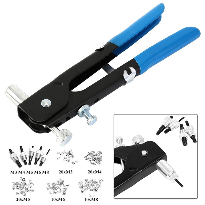 86 in 1 Manual Hand Riveter with M3 M4 M5 M6 M8 Rivet Nuts Poles Home Hardware Riveting Tool