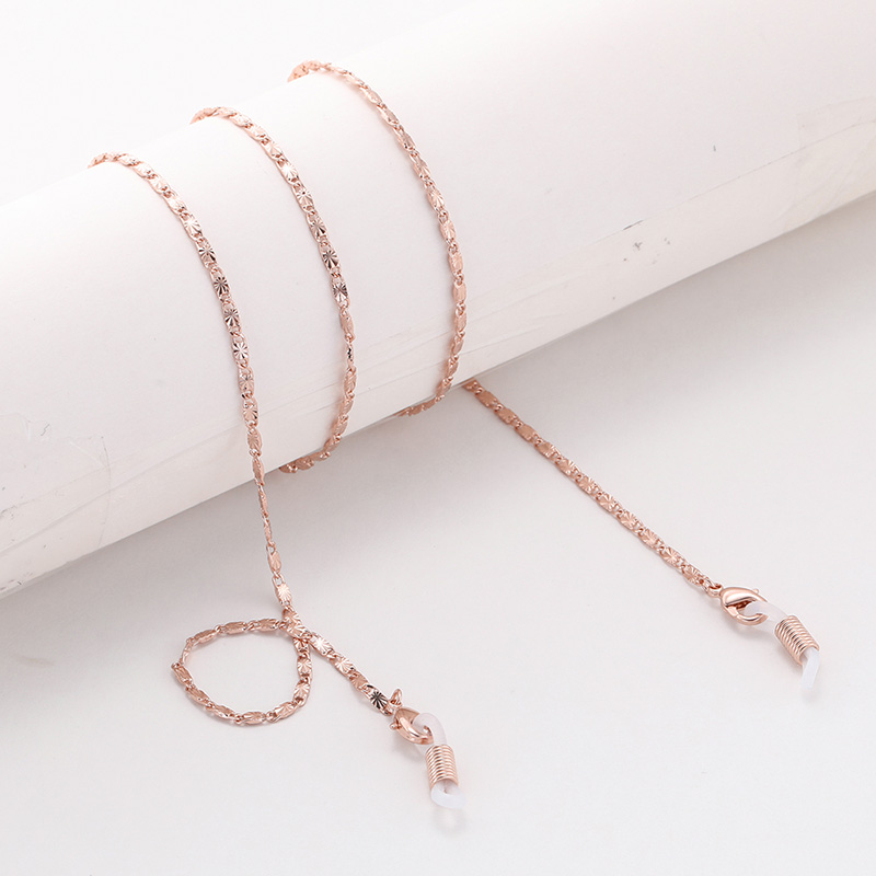 Dawapara lanyard til briller snor briller tilbehør metal prægning solbriller kæde hals snor stropholder rosa guld: Kc guld  -1