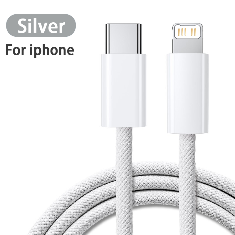 20W Pd Usb C Kabel Voor Iphone 13 Pro Max Snel Opladen Usb C Kabel Voor Iphone 12 11 mini Pro Max Data Usb C Kabel: silver / 0.25m