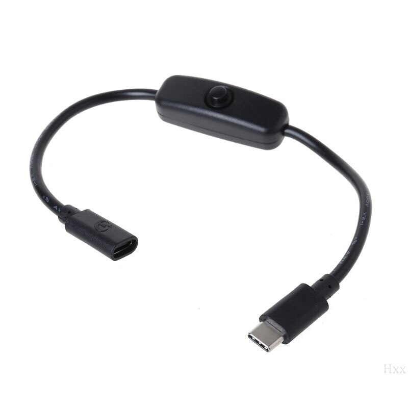 USB-C de fuente de alimentación tipo C, Cable de extensión macho a hembra, interruptor de encendido y APAGADO para Raspberry Pi 4 An-droid, teléfono móvil de 27cm