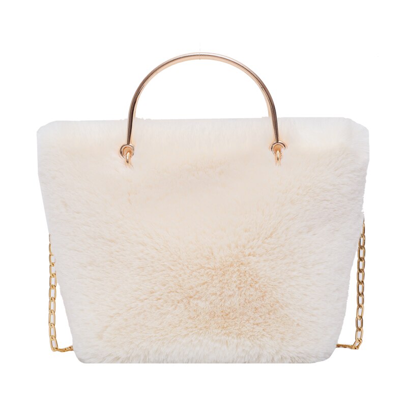 Messenger Bag Mode Emmer Zak Stijl Dame Schoudertas Kunstmatige Fur Lady Casual Dame Handtas Envelop: White