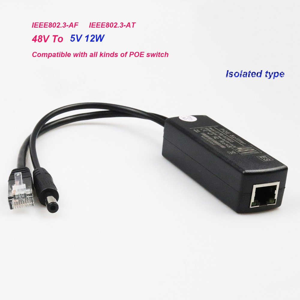 5V 12W isolated stable POE Splitter 100M IEEE802.3at /Af POE switch Hikvision Dahua for None POE camera