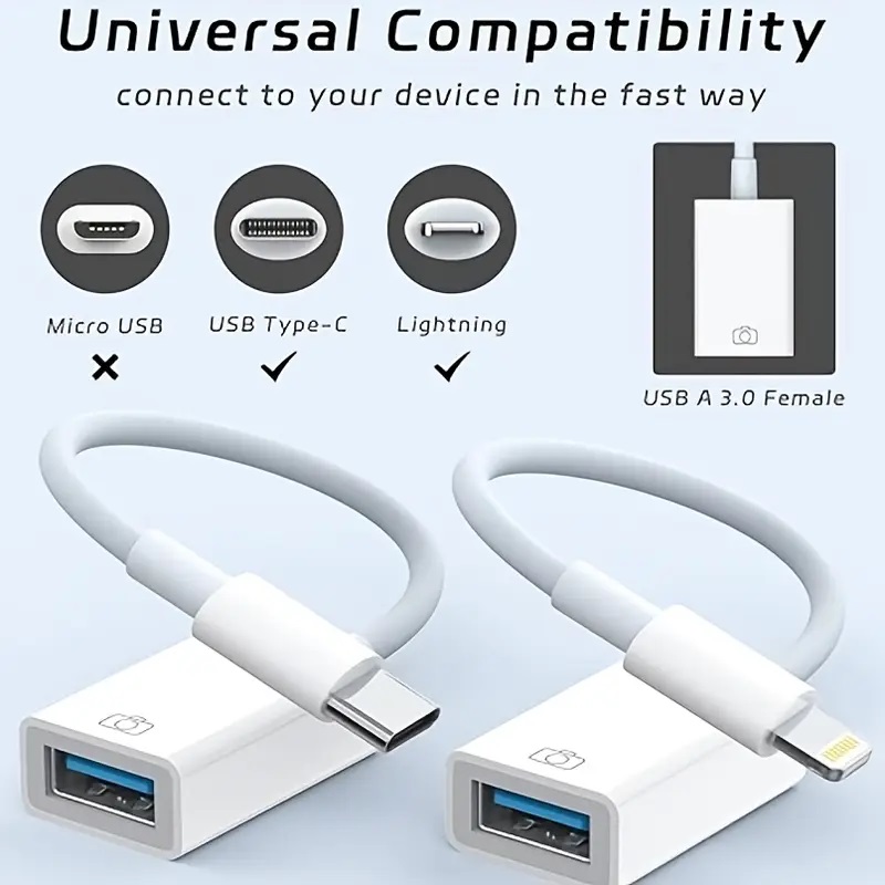 OTG Adapter Lightning To USB 3.0 Adaptador USB Type C For iPhone 14 13 12 11 Pro Max X XS USB C Splitter Data Convertor Expander