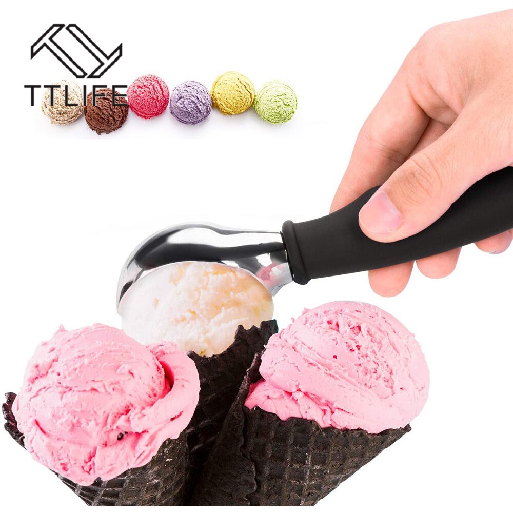 Ice Cream Scoops Stainless Steel Dual-head Fruit Watermelon Digger Scoops Non-Stick Spoon Home Kitchen Accessories