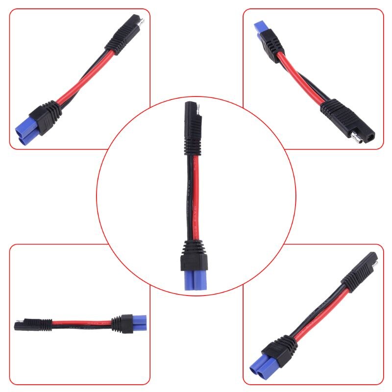 GINTOOYUN EC5 To SAE Cable, EC5 F/M Plug To SAE Connector Power Automotive Cable Wire 10AWG For Car Motor Solar Panel Batteries