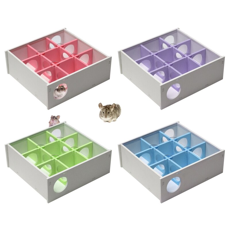 Hamster Maze Natural Wood Toy with Clear Acrylic Cover Dwarf Mouse Cage Tubes Gerbil Tunnel for Small Furry Animals