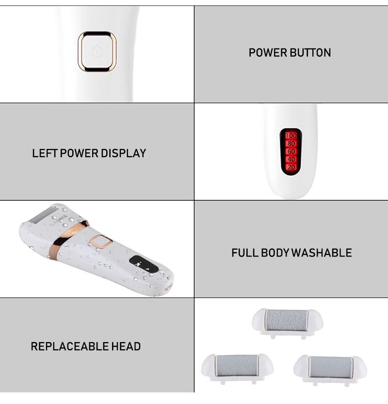 Elektryczna szlifierka robić stóp, urządzenie robić peelingu stóp, automatyczne złuszczanie odcisków, pedicure, narzędzie robić pedicure, akumulatorowe