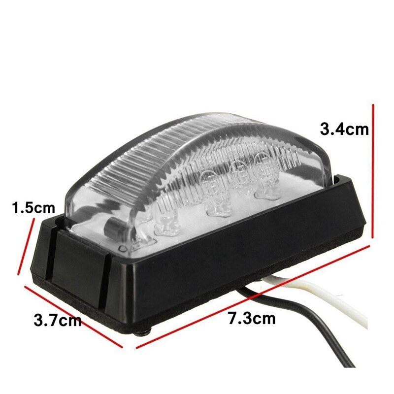 2Pcs 6 LEDs 12/24V White Front/Side Marker Light Lamp For Truck