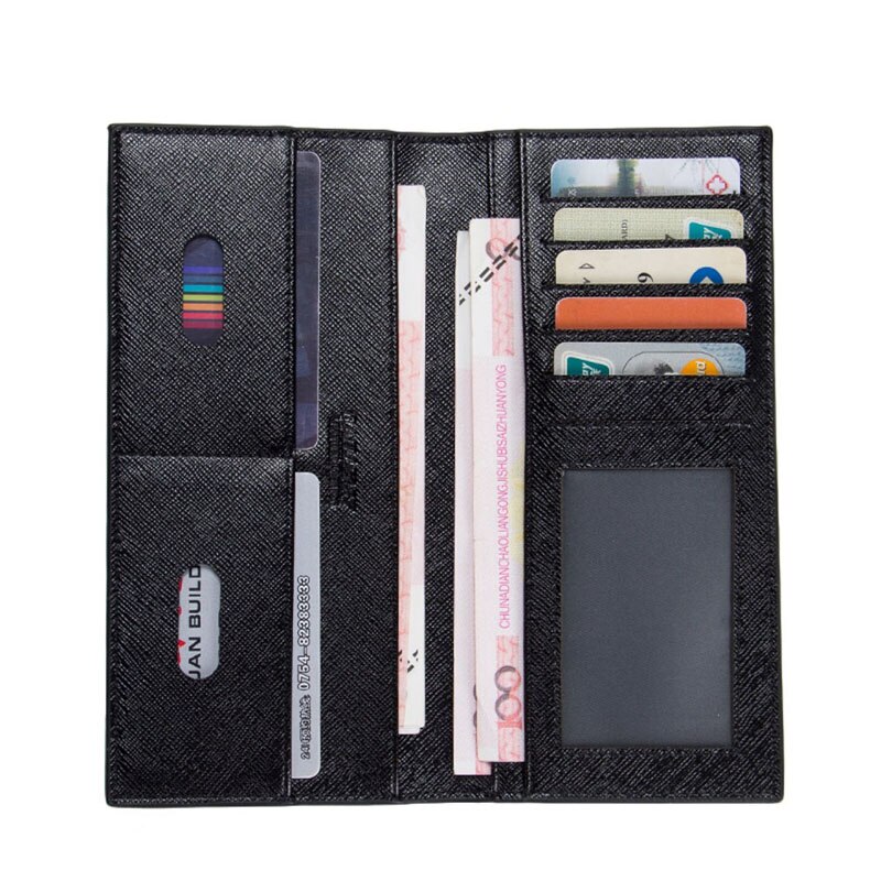 Super Slim Business Lederen Clutch Lange Wallet Bifold Id Kaarthouder Mannen Portemonnee