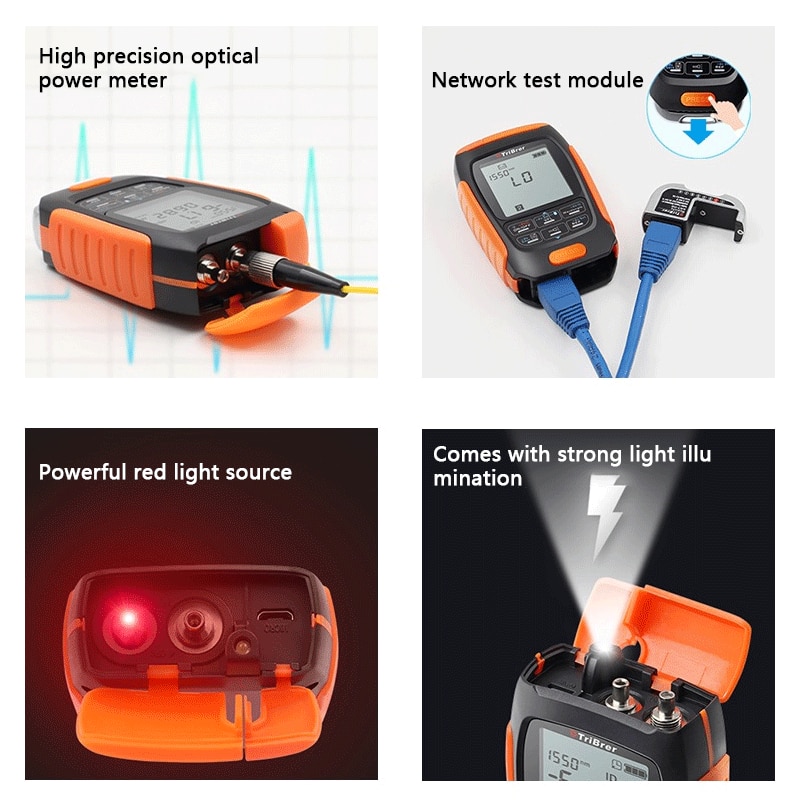 4in1 Li-lion Battery Optical Power Meter Visual Fault Locator Network Cable Test optical fiber tester 5km 15km VFL
