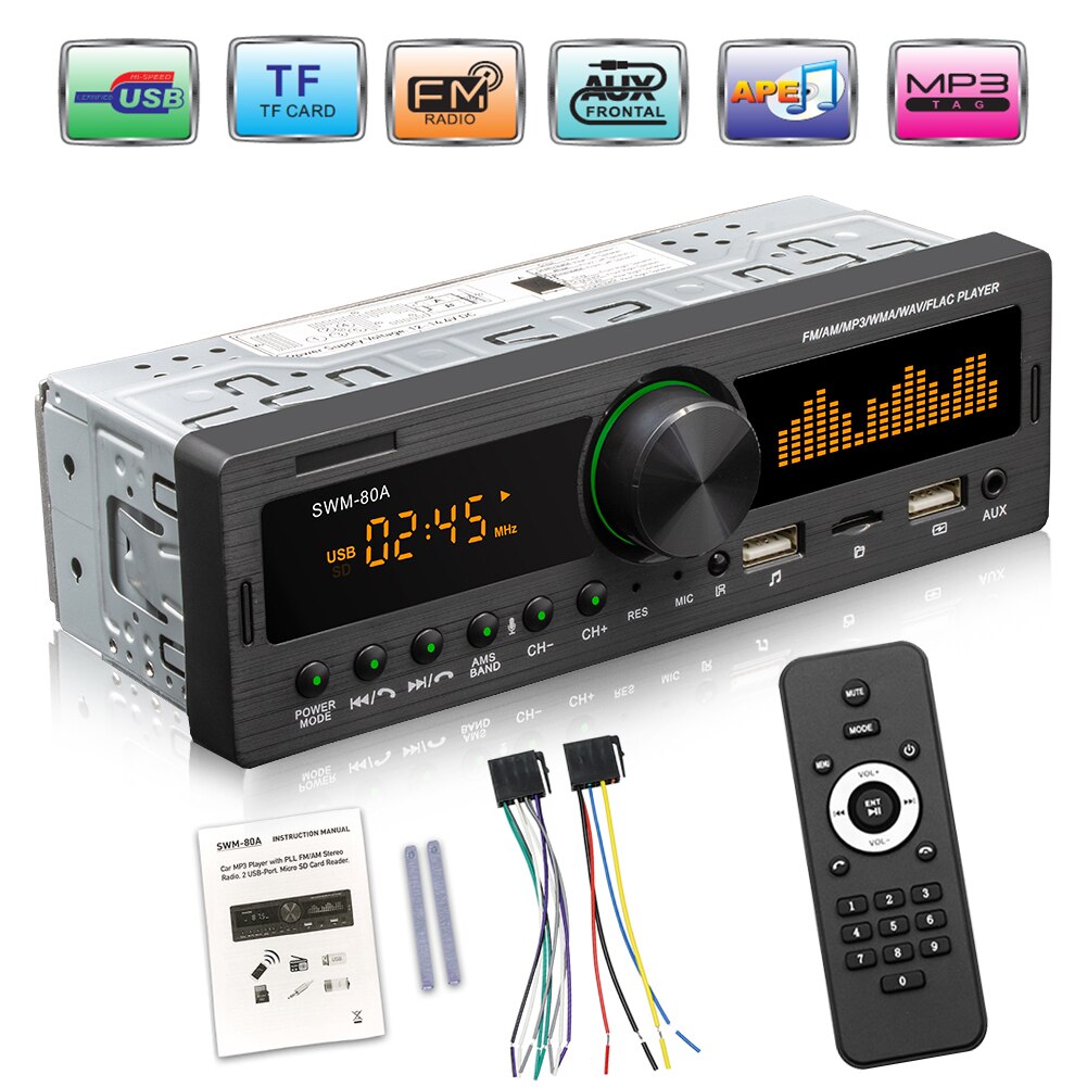 1Din autoradio Multimedia vivavoce lettore MP3 FM AM Audio 12V ingresso USB/SD/AUX nel localizzatore di trattini unità principale Stereo automatica