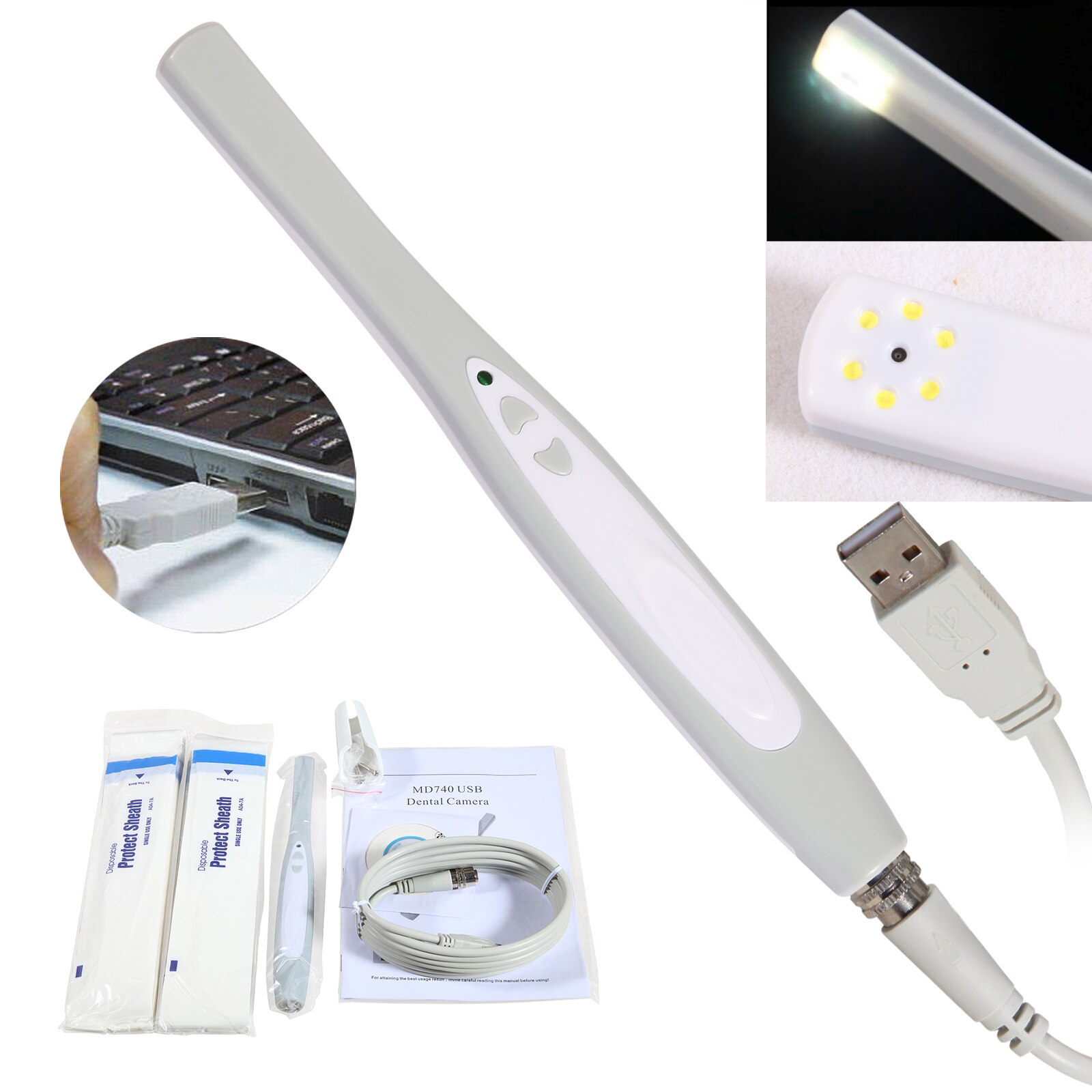 Dental Digital Intraorale Oral Kamera USB 2,0 Imaging System 6 LED Lampe Zähne Fit Windows XP /Vista/7 32 biss Dental Peep Spiegel