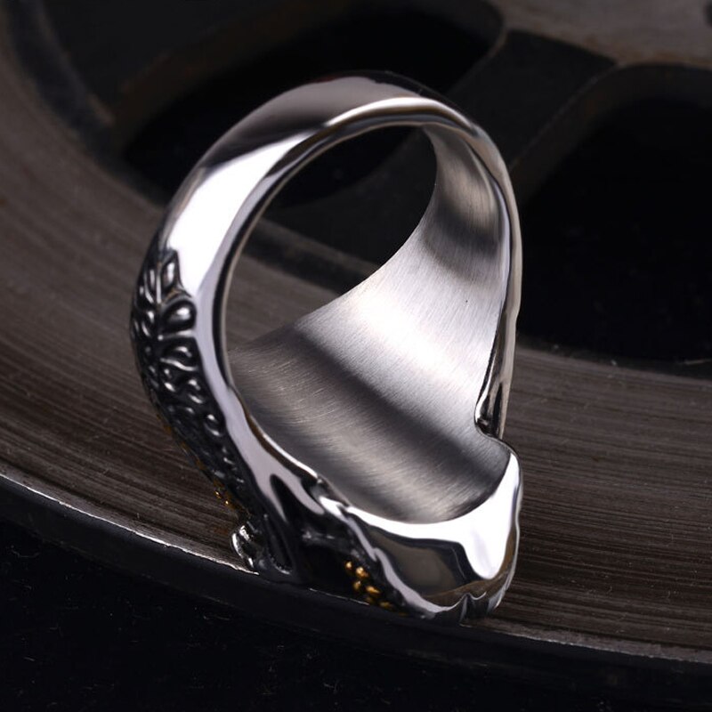 Vintage gotisk guld kranie ring mænd& #39 ; s 316l rustfrit stål punk biker ring mandlige hiphop rock smykker unikke til mænd