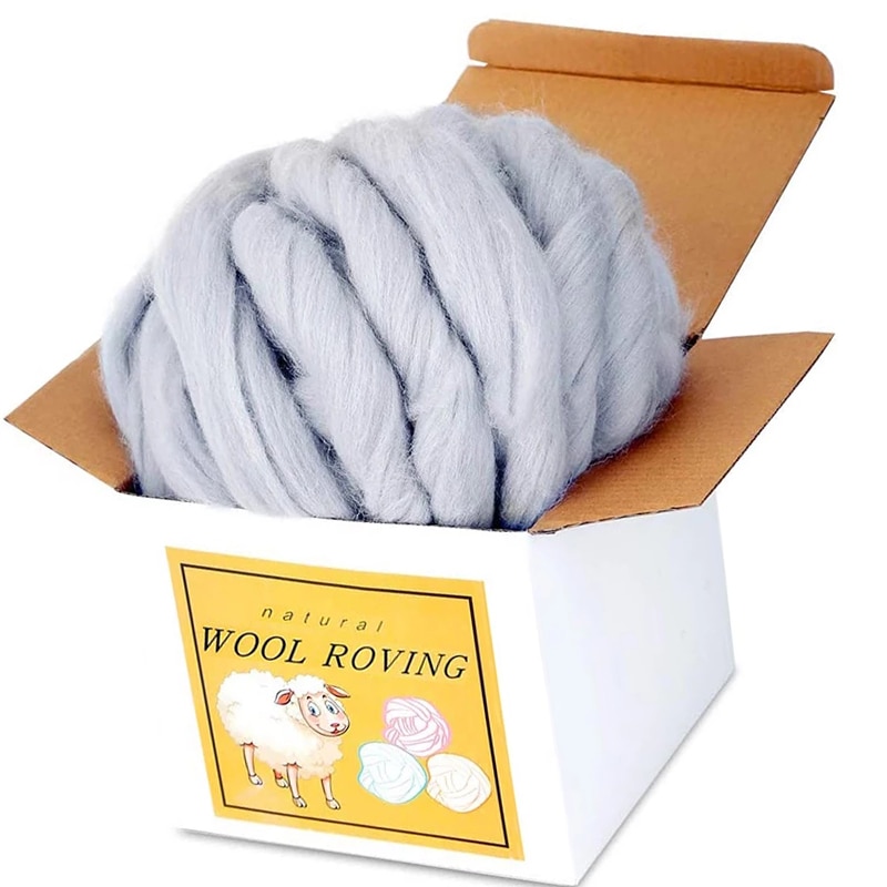 LMDZ Wool Roving Bulk Wool Chunky Yarn Soft Felting Wool Supplies for Hand Spinning, Felting, Blending, Weaving and DIY Craft
