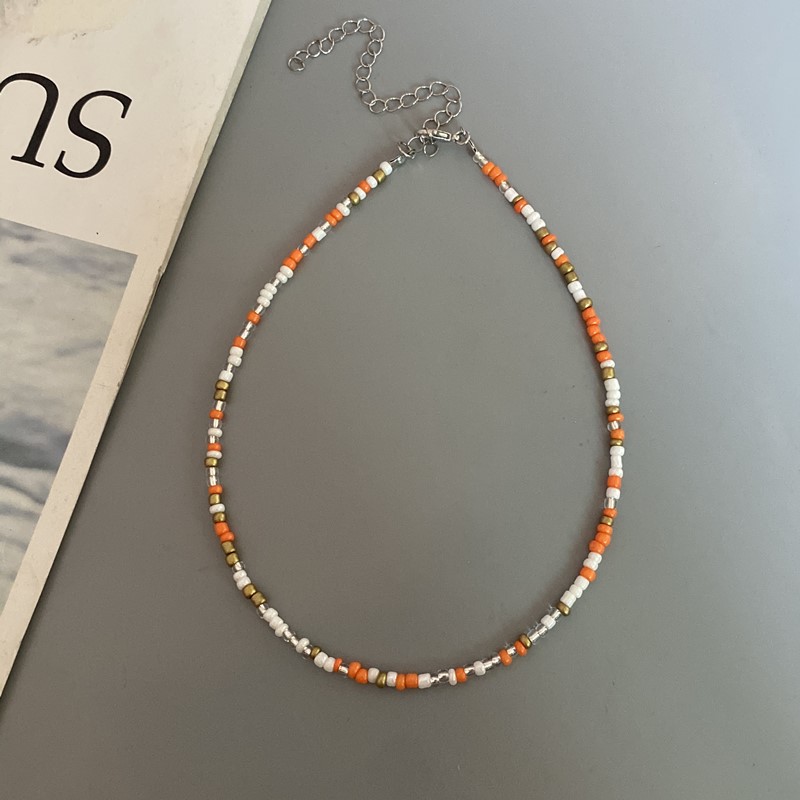 Frøperler boheme halskæde charme krave farverig håndlavet halskæde smykker femme: Rhodineret