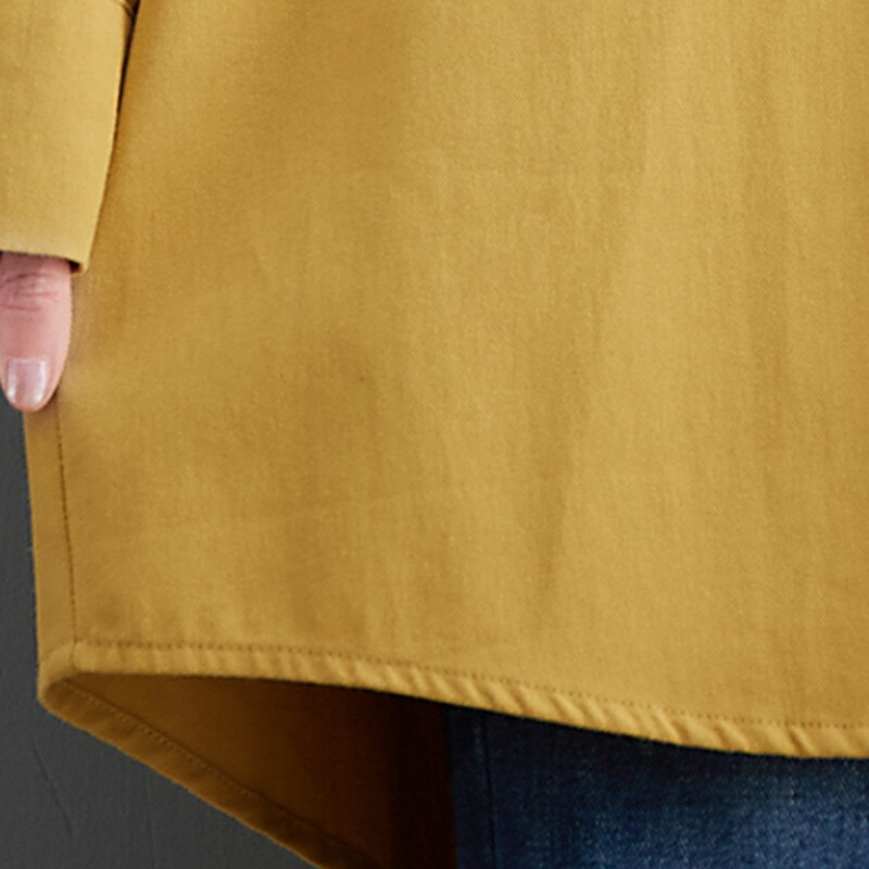 Camisa holgada de algodón de estilo chino para mujer, camisa de manga larga con botonadura única, blusas Vintage para mujer, Tops caqui, amarillo y marrón #9165