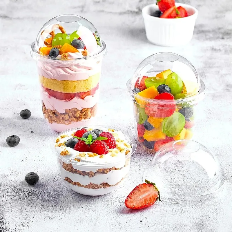 50 bicchieri per budino con coperchi scatole di plastica gelato mousse dolce picnic festa imballaggio bicchieri da dolce con coperchio