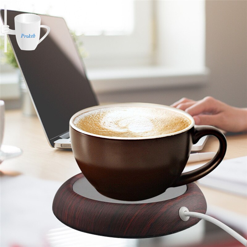 Chauffe-tasse électrique USB, tapis chauffant, Grain de bois, lait, plaque d'isolation thermique, pour le thé, les boissons, pour le bureau et la maison
